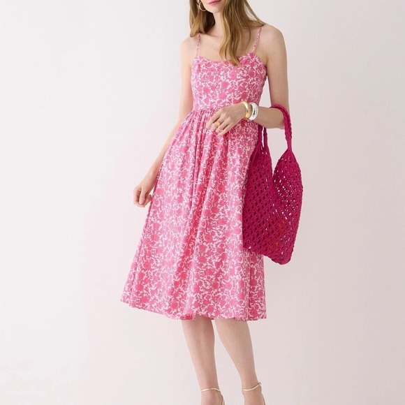 J. Crew Pink and White Floral Midi Dress - Picture 3 of 3
